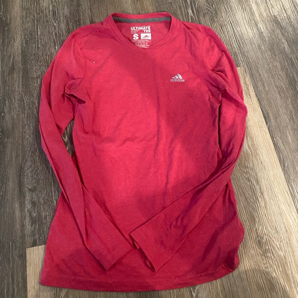 Pink adidas long sleeved running shirt
